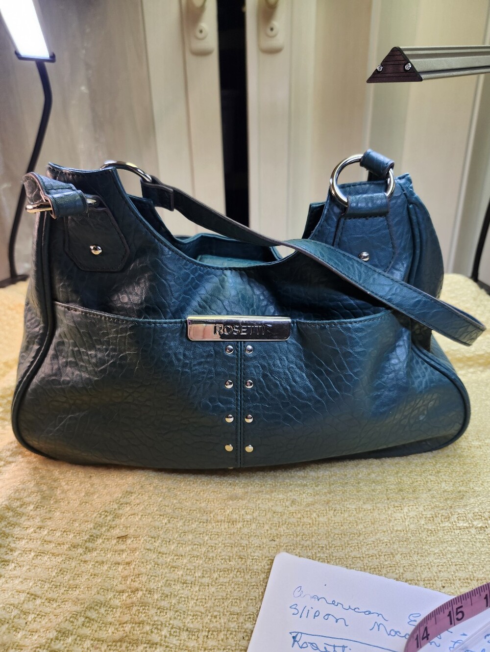 Rosetti Teal Green Shoulder Bag with Silver Hardware